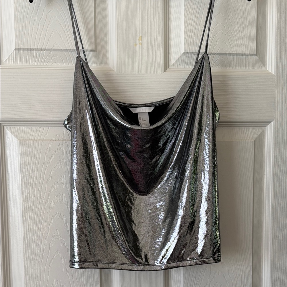 H&M Shimmering Silver Camisole Top